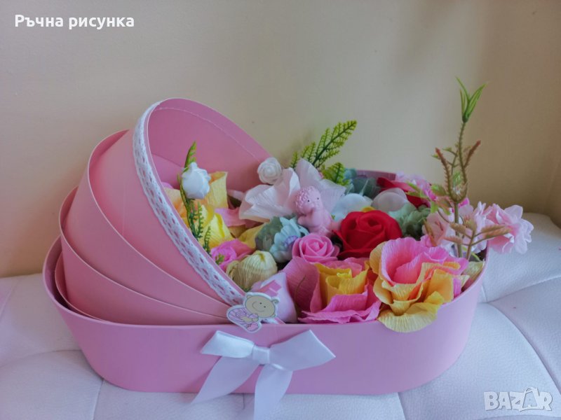 Бебешко кошче/количка с цветя , снимка 1