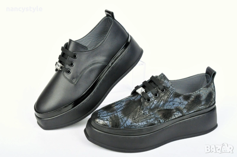 НОВО! Дамски обувки от естествена кожа на равна платформа, снимка 1
