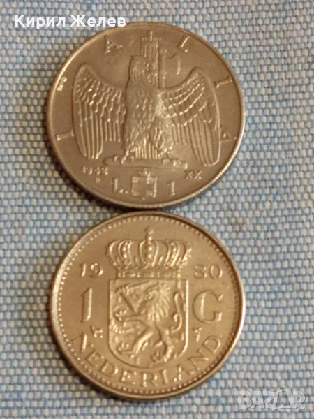 Две монети 1 лира 1942г. Италия 1 гулден 1980г. Недерландия За КОЛЕКЦИЯ 26023, снимка 1