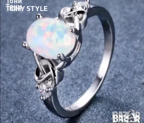 Нов Сребърен Дамски Пръстен с Красив Камък, снимка 1