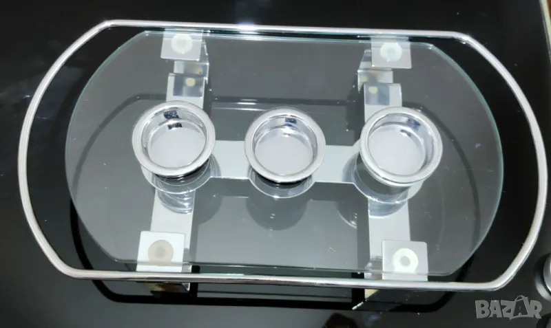 Стъклен свещник за 3 чаени свещи , снимка 1