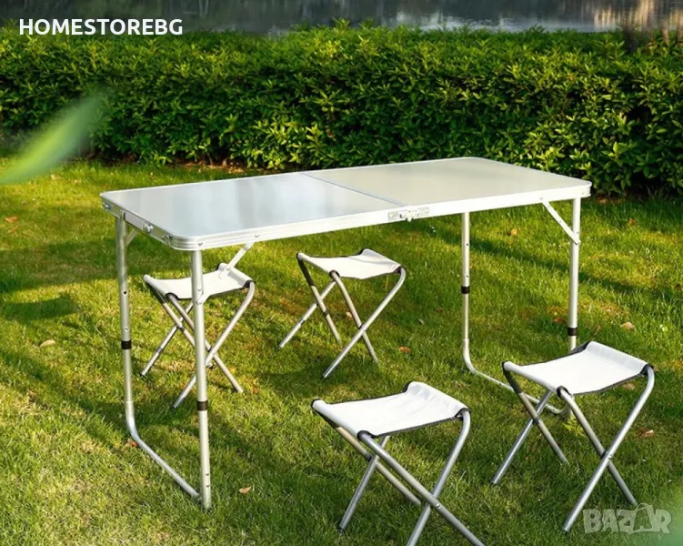 Компект Сгъваема Маса и Столове Malatec 7893, 4 Стола, Алуминиев Материал, снимка 1