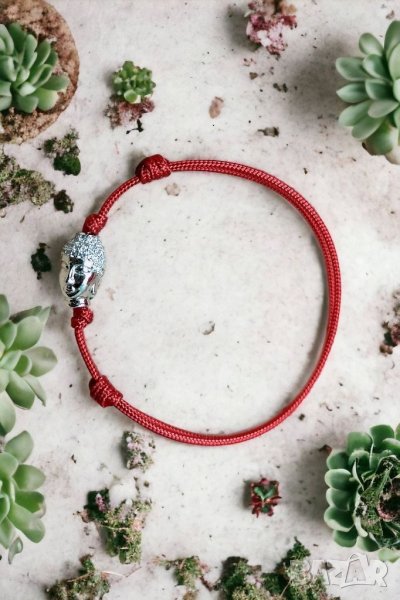 Гривна от 925 сребърен талисман Буда с цирконий , снимка 1