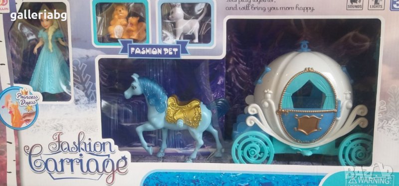 Комплект кукла с каляска, конче, музика и светлини , снимка 1