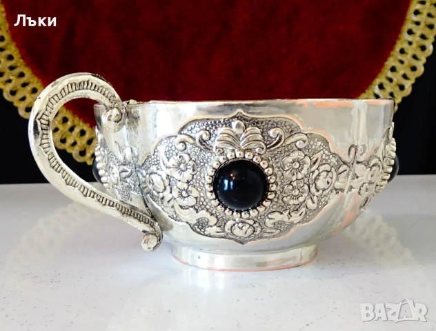 Посребрена медна каничка,чаша. , снимка 2 - Антикварни и старинни предмети - 51781247