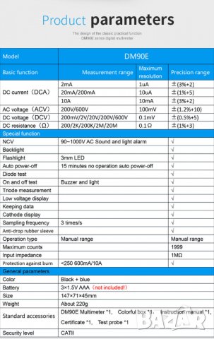 Мултицет Mestek DM90E, снимка 9 - Други инструменти - 36852988