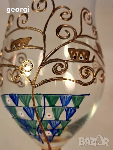 Дизайнерска ръчноизрисувана чаша за вино Nagel уникат , снимка 4 - Антикварни и старинни предмети - 49511854