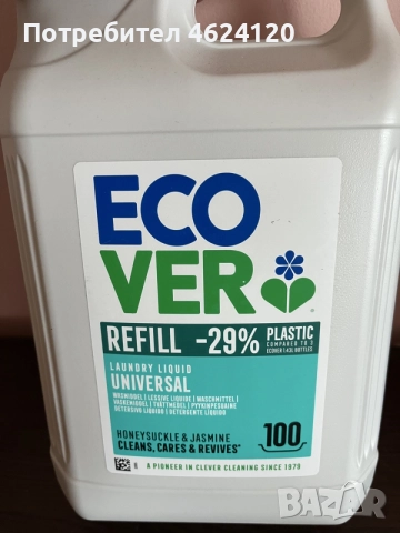 Перилен препарат ECOVER Universal / Colour 5л туба - 100 пранета , снимка 3 - Перилни препарати и омекотители - 55990794