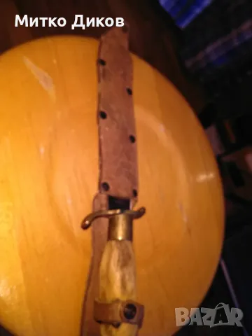 Ловен нож от соца калъф естествена кожа метален гард ръчно правен от майстор с инициали нов , снимка 5 - Ножове - 36422656