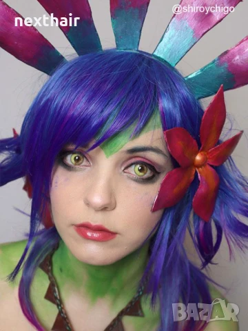 Аниме косплей LOL Neeko Cosplay перука микс от цветове, снимка 5 - Аксесоари за коса - 50453870