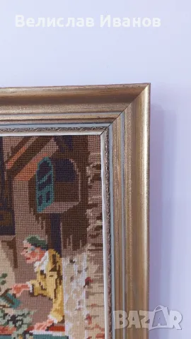 Немски гоблен в перфектно състояние с дървена рамка. , снимка 5 - Гоблени - 48081851