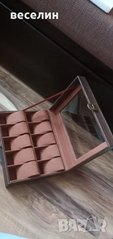 Луксозна кутия за 10 часовника от еко кожа, снимка 4 - Мъжки - 53228525