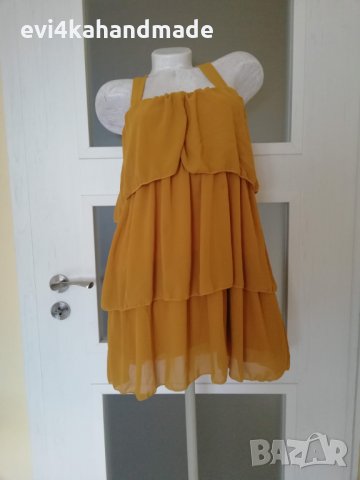 Къса рокля, цвят горчица, снимка 3 - Рокли - 29955955