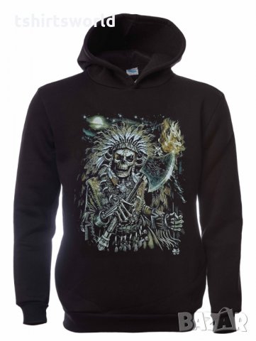 Нов мъжки суичър с дигитален печат Скелет с брадва, Викинг серия