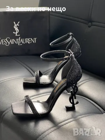 Yves Saint Laurent Дамски Черни Сандали С Камъни И Ток Код E237