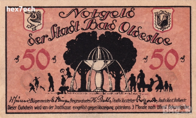 ❤️ Германия Bad Oldesloe 1914-1924 50 пфенинга UNC нова ❤️, снимка 2 - Нумизматика и бонистика - 52971908