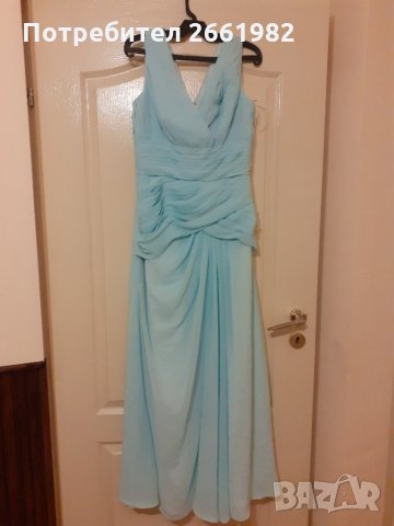 Уникална, разкошна, богата бална рокля в тюркоазен цвят, снимка 3 - Рокли - 30238272