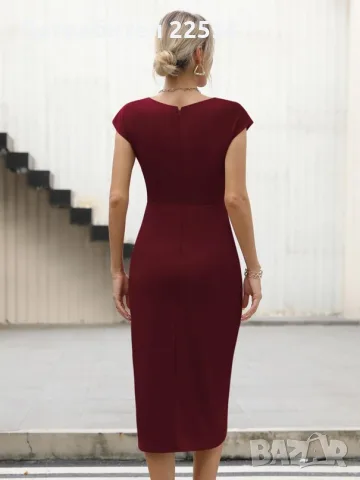 Дамска рокля bodycon , за  коктейли  и официални събития ,  прилягаща фигура – Бордо L, снимка 3 - Рокли - 55964971