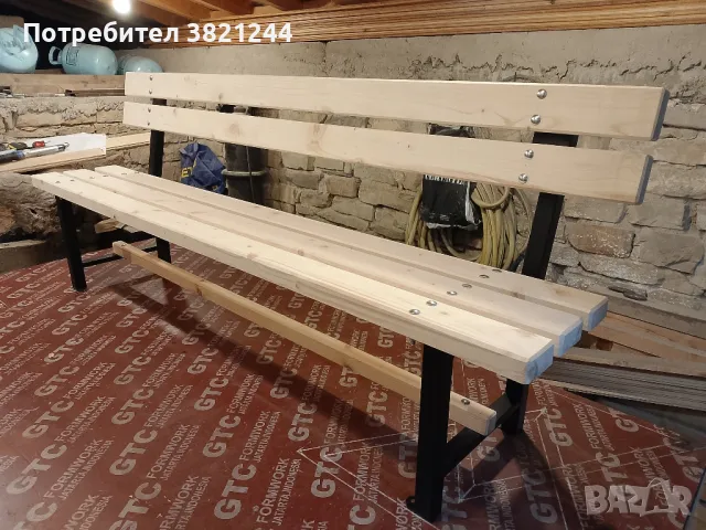 Пейка от прахово боядисан метален профил и иглолистна дървесина , снимка 5 - Градински мебели, декорация  - 47703119