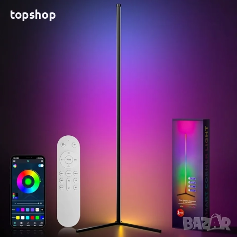 Чисто нова запечатана LED RGB ъглова подова лампа, 159 см RGB-IC интелигентна LED светлинна лента...