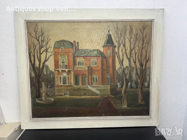 Авторска картина "Червената къща" Владимир Ангелов №6871 , снимка 2 - Антикварни и старинни предмети - 50209085