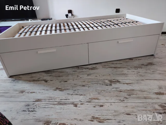 Модерно легло IKEA BRIMNES с размери 90x200 см, снимка 4 - Спални и легла - 55842743