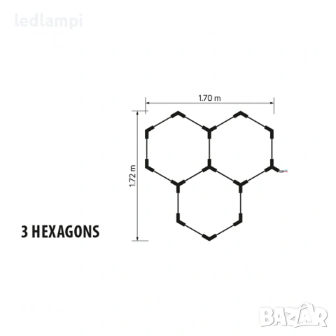 LED Система HEXAGON 3 105W 10500Lum, снимка 2 - Лед осветление - 54268916