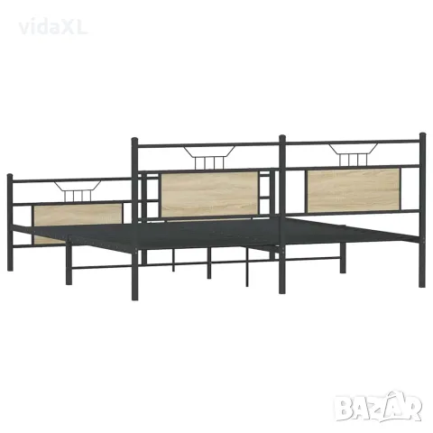 vidaXL Метална рамка за легло, без матрак, сонома дъб, 160x200 см, снимка 8 - Спални и легла - 56147059