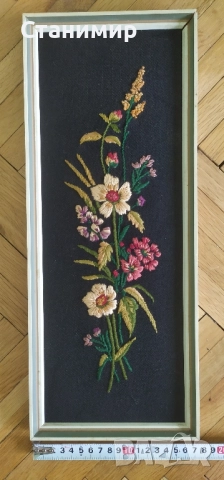 Картини с бродирани цветя -6 бр. комплект, снимка 4 - Картини - 51485449