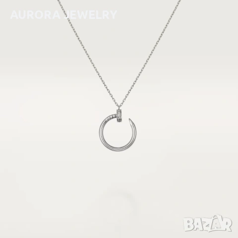CARTIER Nail Juste un Clou Silver Paved Diamonds Дамско Колие Пирон, снимка 13 - Колиета, медальони, синджири - 53239105
