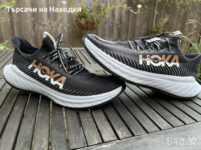 $163 Мъжки маратонки HOKA Carbon X3 Black and white 44-45 отлично състояние, снимка 3 - Маратонки - 52033659