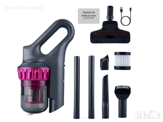 Вертикална прахосмукачка без торба, ръчна, 3в1, 4 HEPA дюзи, снимка 4 - Прахосмукачки - 52648168