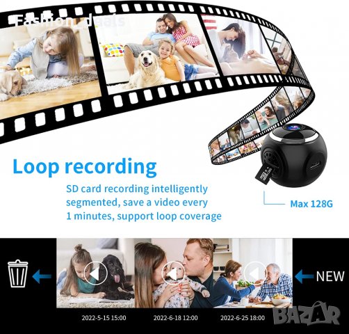 Нова Шпионска мини скрита камера за сигурност / наблюдение 1080P HD, снимка 7 - HD камери - 38322791