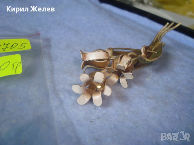 СТАРА ФЛОРАЛНА ПОЗЛАТЕНА БЕЛ ЕПОК БРОШКА - ЦВЕТЕ РЕТРО БИЖУ МАЙСТОРСКА РЯДКА ИЗРАБОТКА 20705, снимка 8 - Антикварни и старинни предмети - 37660311