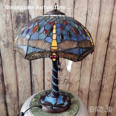 Голяма настолна лампа - Водно конче , синя , снимка 3 - Настолни лампи - 39997814