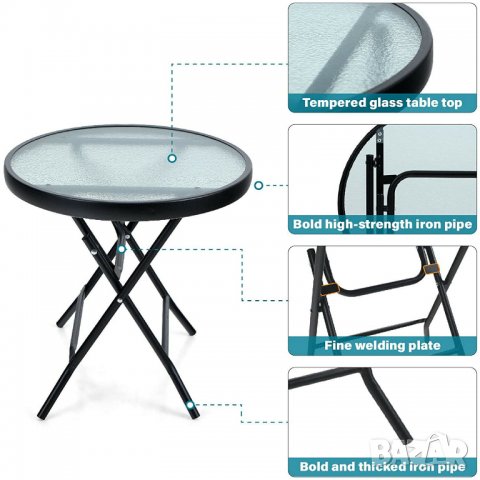 ПРОМОЦИЯ Сгъваема маса с кръгла форма в компактен размер PHIVILLA PV-311-WT, снимка 5 - Маси - 39824888