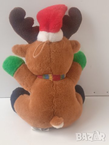 Плюшено Еленче / Елен с Коледна шапка и шалче, снимка 3 - Плюшени играчки - 44238597