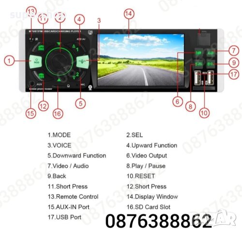 Мултимедия MP5 Авто плеър с 4,1″ дисплей, Bluetooth, 1din, 4x45W, снимка 6 - Аксесоари и консумативи - 44388360