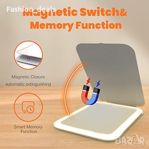 Ново преносимо LED пътно осветено огледало за грим 3 цвята димируемо осветление , снимка 3 - Други стоки за дома - 40726955