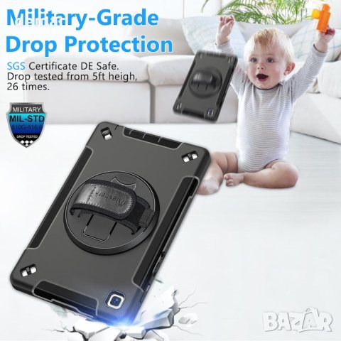 Калъф за Samsung Galaxy Tab A7 Lite 8.7 Inch 2021, държач за S-Pen, въртяща се стойка - черен, снимка 6 - Калъфи, кейсове - 44438353