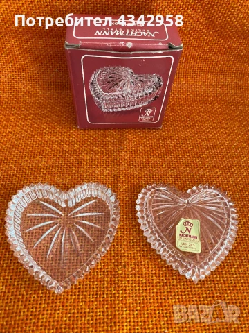 Nachtman .Vintage.Кристална кутийка във формата на сърце., снимка 3 - Антикварни и старинни предмети - 50695400