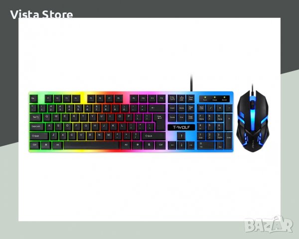 Комплект RGB клавиатура + мишка T-Wolf TF230, снимка 2 - Клавиатури и мишки - 37584868