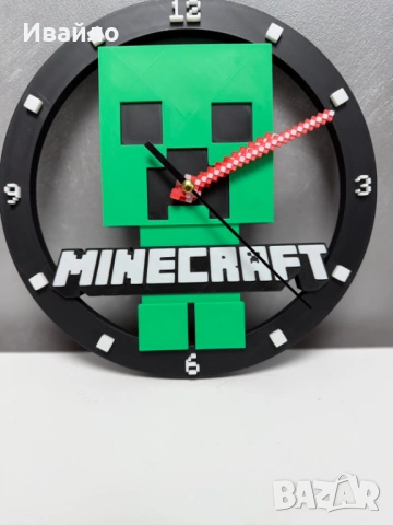 3D Принтиран Стенен Часовник Minecraft Creeper