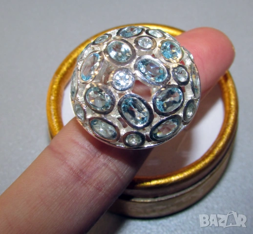 925 сребърен пръстен с топаз, снимка 4 - Пръстени - 54079196