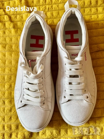 Бели сникърси HUGO, снимка 4 - Кецове - 54028612