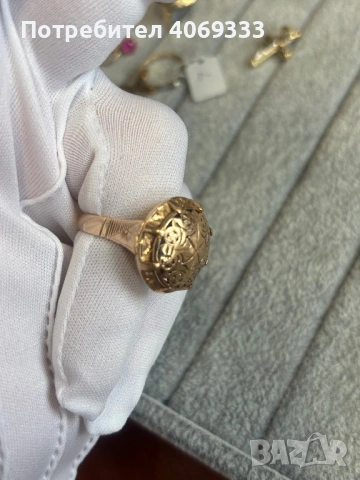 9.7гр 14к Винтидж изделие българска ръчна изработка , снимка 4 - Пръстени - 54175120