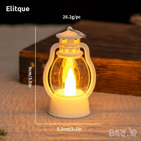 Мини ретро фенер – LED лампа-свещ с безопасна реалистична светлина, снимка 6 - Декорация за дома - 52851198