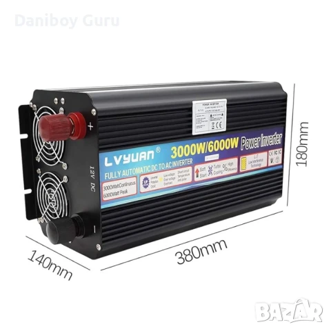 Yinleader качествен инвертор 3000W / 6000W DC 12V към AC 230V 240V плавен старт с LED дисплей USB , снимка 2 - Друга електроника - 51205426
