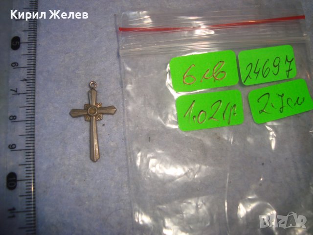СТАРО СТИЛНО МАЛКО НАГРЪДНО РЕТРО КРЪСТЧЕ ПОСРЕБРЕНО 24697, снимка 3 - Антикварни и старинни предмети - 36982863