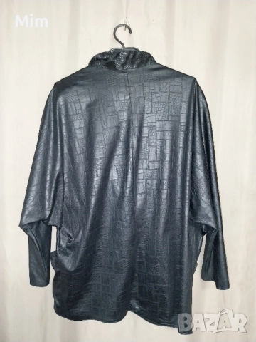 CANDA 44 /XL/ Черно сако / палто / от еко кожа змийски принт, снимка 5 - Палта, манта - 52056633